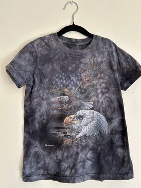 The Mountain Kids Eagle Graphic Tee - Black & Gray Tie-Dye